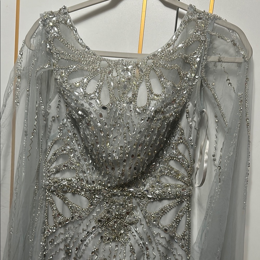 Elegant Silver Embellished Dress